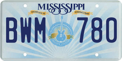 MS license plate BWM780
