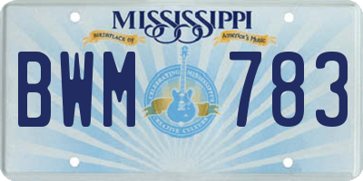 MS license plate BWM783