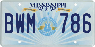 MS license plate BWM786