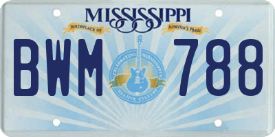 MS license plate BWM788