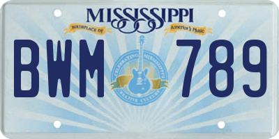 MS license plate BWM789