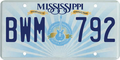 MS license plate BWM792