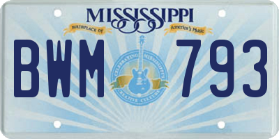 MS license plate BWM793