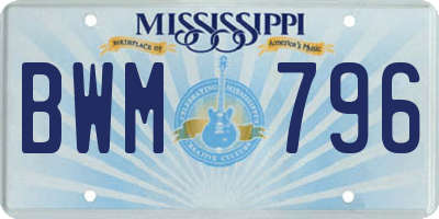 MS license plate BWM796