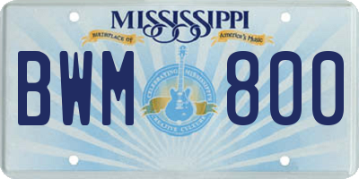 MS license plate BWM800