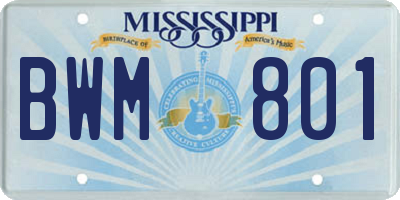 MS license plate BWM801
