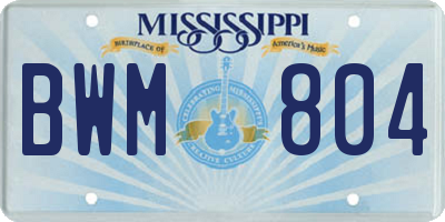MS license plate BWM804