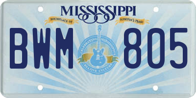 MS license plate BWM805