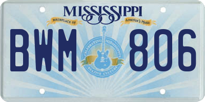 MS license plate BWM806