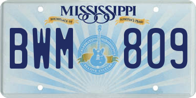 MS license plate BWM809