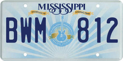 MS license plate BWM812