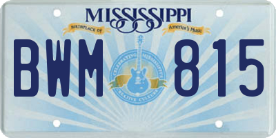 MS license plate BWM815