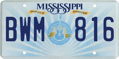 MS license plate BWM816
