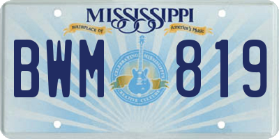 MS license plate BWM819