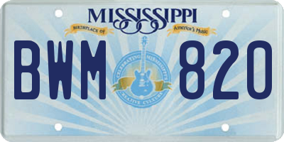 MS license plate BWM820