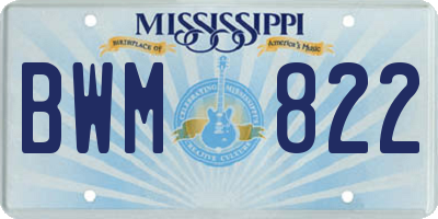 MS license plate BWM822