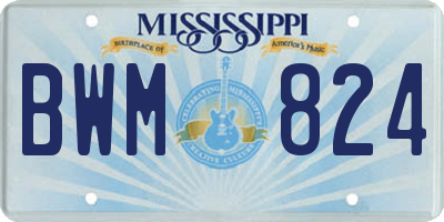 MS license plate BWM824