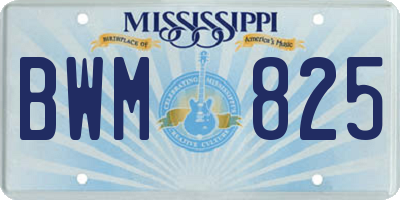 MS license plate BWM825