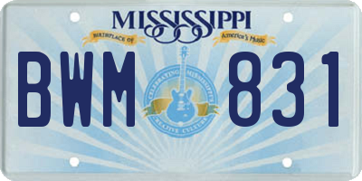 MS license plate BWM831