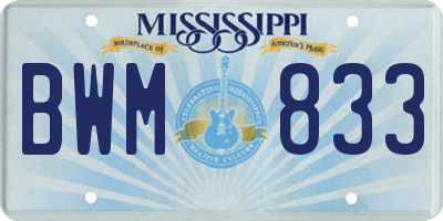 MS license plate BWM833