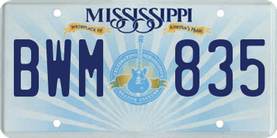 MS license plate BWM835