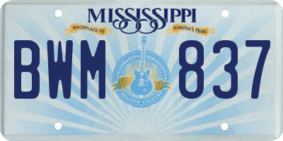 MS license plate BWM837