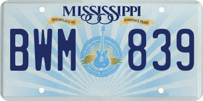 MS license plate BWM839