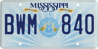 MS license plate BWM840