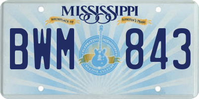 MS license plate BWM843