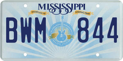 MS license plate BWM844