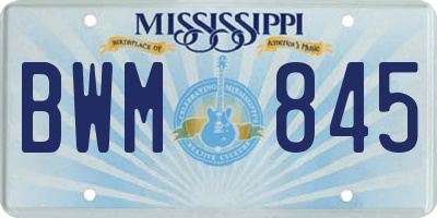 MS license plate BWM845