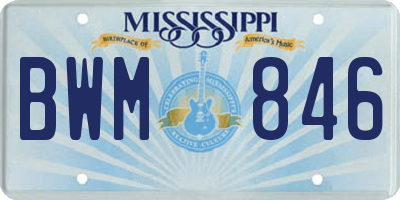 MS license plate BWM846