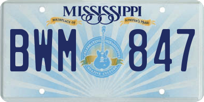 MS license plate BWM847