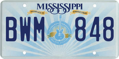MS license plate BWM848