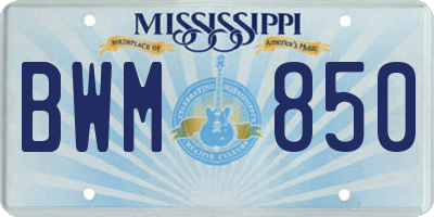 MS license plate BWM850