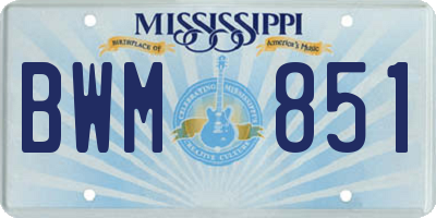 MS license plate BWM851