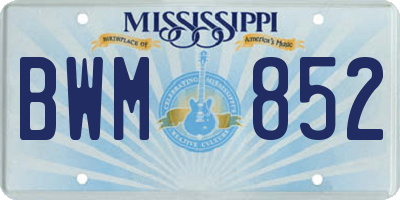 MS license plate BWM852