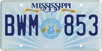 MS license plate BWM853