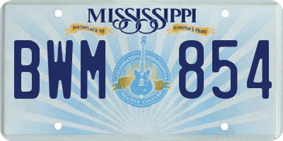 MS license plate BWM854