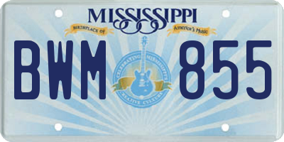 MS license plate BWM855