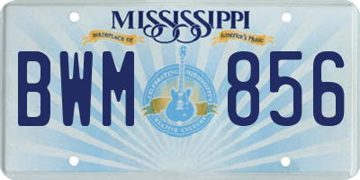 MS license plate BWM856