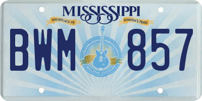 MS license plate BWM857