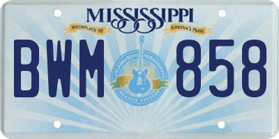 MS license plate BWM858