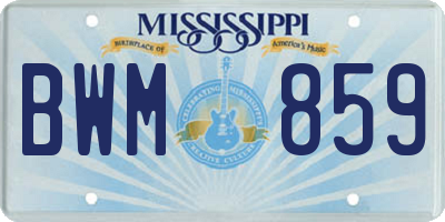 MS license plate BWM859