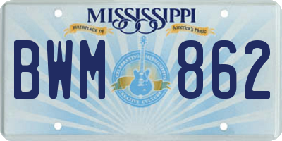 MS license plate BWM862