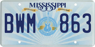 MS license plate BWM863
