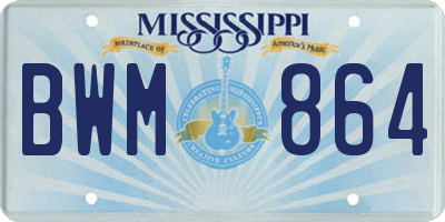 MS license plate BWM864