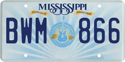 MS license plate BWM866