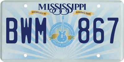 MS license plate BWM867