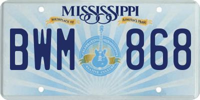 MS license plate BWM868